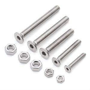 Glvaner M6-1.0 x 25mm Flat Socket Head Cap Screws and M6-1.0 Hex Nuts, 304 Stainless Steel 18-8, Full Coarse Thread - Image 3
