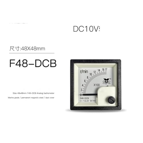 NURII Marine Tachometer, F48-DCB 10V Input, 100rpm 200r/min 1500rpm Pointer Voltage DC(160rpm 10V)