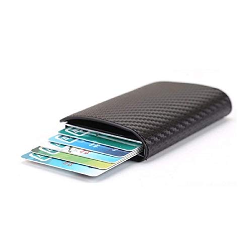 Carteira Porta Cartao Pop Up Couro Com Rfid (Fibra de Carbono)
