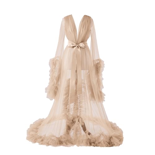 Daily Life Mall Womens tulle Robe maternity robe dress for photoshoot tulle Bridal robe Lingerie women Dressing Gown