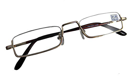 Circleperson Men Topless reading glasses metal slim portable spring hinge 1 to 4 w case (Gold, 3)
