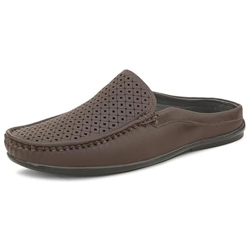 Image of SIR CORBETT Leather Back Open Mule Loafers Shoes for Men (Size 6 to 13)