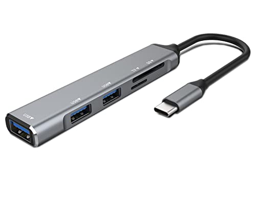 NOVAGO Hub USB C 5 en 1 Adaptateur Multi-Port USB C avec 1 Port USB 3.0,2 Port USB 2.0 + 2 lecteurs Cartes pour Smartphone ou tablettes USB C -MacBook...