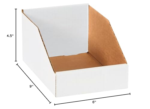 Image of Boxes Fast BFBINBIN69 Open Top Bin Boxes, 6 inch x 9 inch x 4 1 /2 inch, White (Pack of 25)