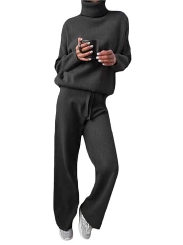 Survêtement 2 pièces femme contre le froid ensemble tricot chaud hiver