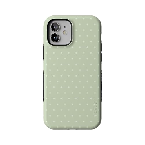 Casely iPhone 12/12 Pro Case | On the Dot | Green Polka Dot | Bold Protective Design | Compatible with MagSafe