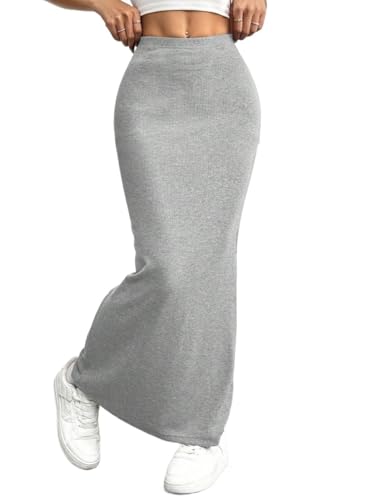 Women's Summer Plain Knit Tight-Fit Knee-Length Long Skirt Going Out Outfits