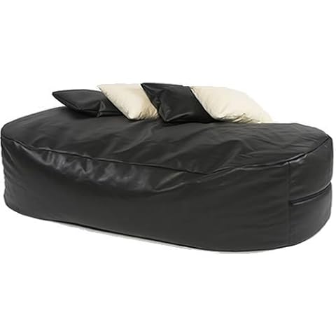 Beautiful Beanbags XXX-L HUGE 16cu FT BLACK FAUX LEATHER BEANBAG LOUNGER SOFA STYLE BEAN BAG Cover