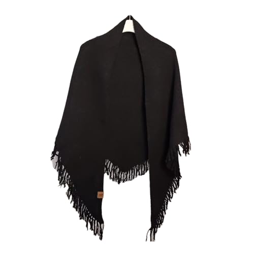 LHEZXS Mantón Triangular Tejido De Lana Gruesa, Cálido Y Resistente Al Frío, para Invierno para Mujer-Negro