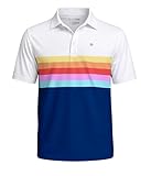 Tipsy Elves Men'S Performance Golf Shirt - 4-Way Stretch, Quick Dry, Athletic Cut - Blue Santa Fe Golf Polo - X-Large