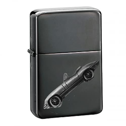 Briquet à essence de prestige Ref102 fini noir et couvercle effet étain