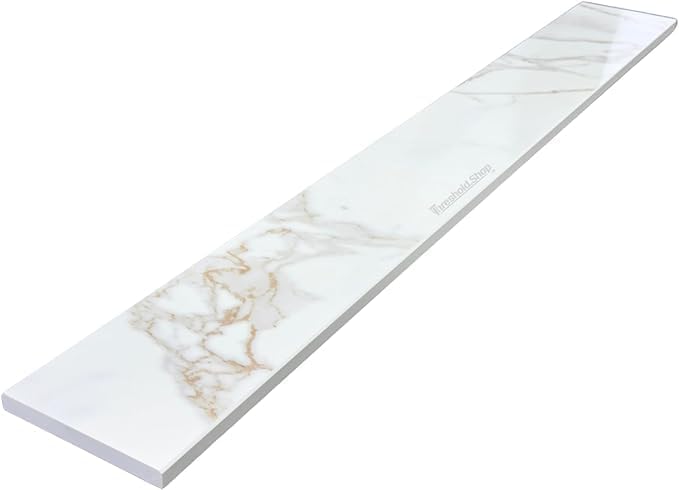 Calacatta Gold Engineered Marble Threshold for Shower Curb, Bathroom Vanity Backsplash, Window Sill, Door Transitions (6" x 60")