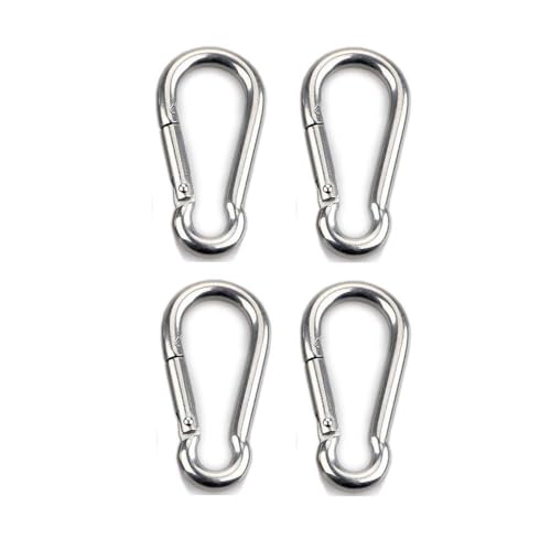 Karabinerhaken 4 Stück Edelstahl Sonnensegel Zubehör Edelstahl karabiner Sonnenschutz Befestigung Segel Sonnensegel Hängematten Boxsack Camping Angeln Wandern Belastbarkeit 100kg, 60 x 6 mm