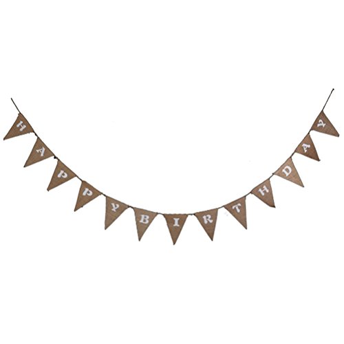 KIPETTO HAPPY BIRTHDAY Banner Burlap Bunting Banner Birthday Party Decoration