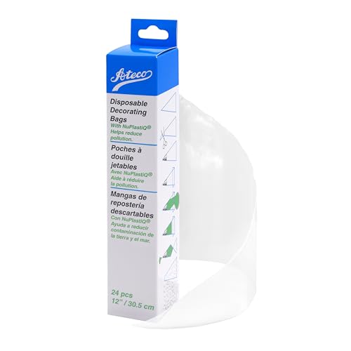 Ateco 44121 - Sacchetti usa e getta in plastica per decorare torte e tubazioni con NuPlastiQ, colore: Bianco