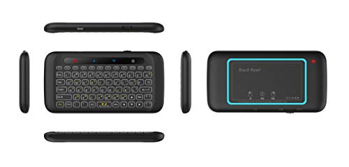 H20 Mini Wireless Handheld Keyboard Remote with Touchpad Mouse Combo Backlit 2.4Ghz Rechargeble Work with USB Receiver for Computer,Android Tv Box,HTPC,IPTV,PC,Windows,OS etc