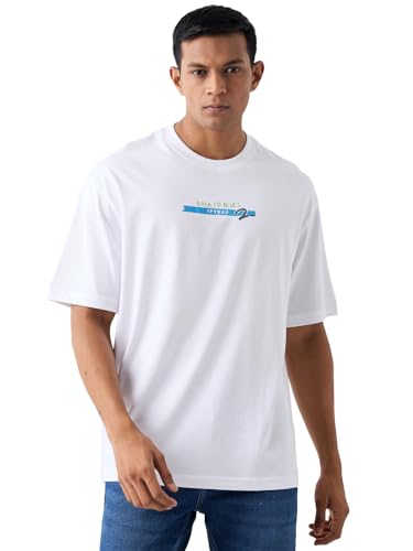 Image of Spykar Men's Oversized Round Neck Half Sleeve Solid Casual T-Shirt