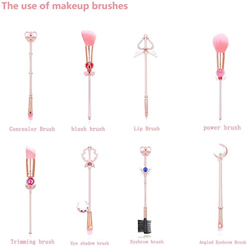 Boyigog 8 Pcs Sets de Brochas para Maquillaje, Gold Cardcaptor Sakura/Sailor Moon Brand Pinceles de Maquillaje Set… - Imagen 3