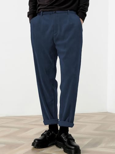 Image of KOTTY Men's Solid|Button|Straight|Regular fit|Corduroy Trousers|Pant for Men