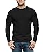 RGJU Mens Long Sleeve T-Shirt Triblend Thermal Shirts Fitted Crewneck Plain Tshirt Stretchy Base Layer(Black,M)