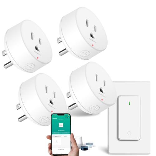 Image of Greencycle Zigbee Smart Plug with Remote,Smart Outlet with Wall Switch,No Cloud Required(2.4G Hub Required),APP Control,Voice Control Compatible with Alexa,Google Assistant,Schedule and Timer,4Plugs