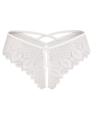 Avidlove Cheeky Panties for Women Lace Thong Underwear Bridal Lingerie Wedding Night Panty White