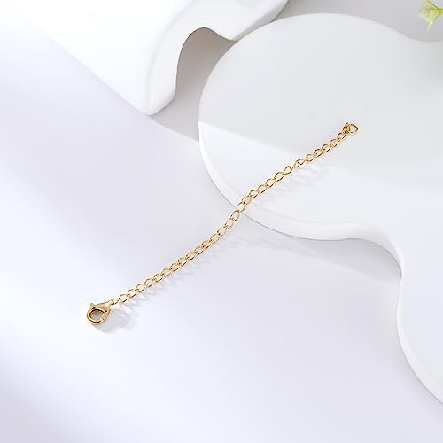 Image of 14K Gold Durable 1.5 inch /2 inch /3 inch Chain Extender, Yellow /White /Rose Gold Removable Necklace Chain Extension with Sturdy Lobster Clasp, Adjustable Extender Chain for Necklace Anklet Bracelet