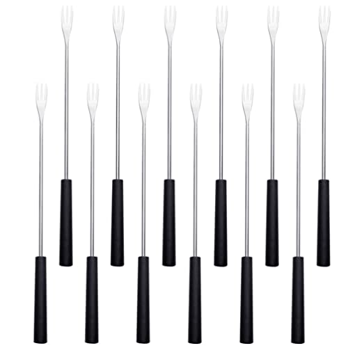 BESTonZON Tenedores De Fondue De Acero Inoxidable 12 Uds. Palitos De Malvaviscos Resistentes Calor Tenedores De Fondue De Queso Palitos para Asar Brochetas De Postre Tenedor para Cover