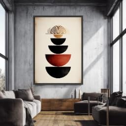 Motifs géométriques superposés grand tableau abstrait pour mur vide - 4