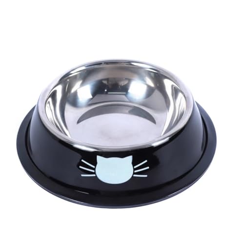 ペットボウル 猫 食器 フードボウル ペット皿 えさ入れ お水入れ ペット食器 猫 小型犬用 食器 ステンレス製 (2個) (ブラック)