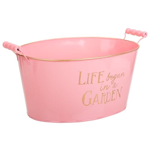 WANDERLUST DECO Bassine en métal rose 38/33.5x24.5x16.5/19h b:28x19.5