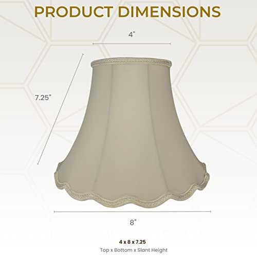 Image of Royal Designs, Inc. Scalloped Bell Designer Lamp Shade, DSO-83-8BG-2, 4 x 8 x 7.25, Beige, Pack of 2