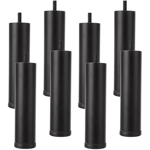 LOLYSIC 8 Pack Metal Furniture Legs 6 Inch, Adjustable Height Sofa Replacement Legs Aluminum Alloy Furniture Feet for Couch, Furniture, Chairs, Bed, Black Cover