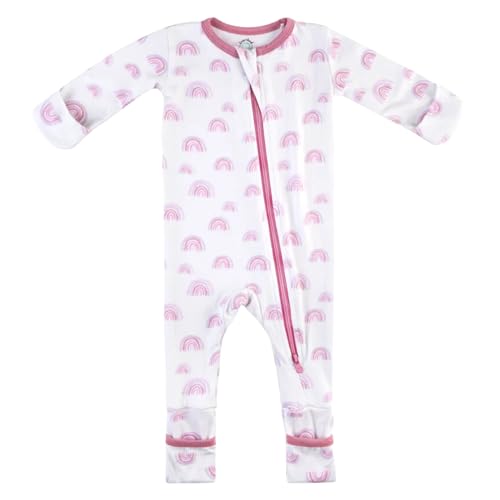 Image of Dreamland Baby Bamboo Viscose Baby Pajamas (0-9 months). Ultra Soft Viscose Sleepers with 2-Way Zipper, Mitten & Foot Cuffs