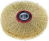 Cepillo circular alambre ondulado, diam. 75, 6 hileras, eje 10, acero latonado 0,3mm