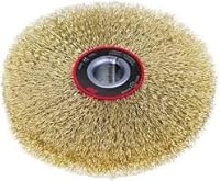 Cepillo circular alambre ondulado, diam. 75, 6 hileras, eje 10, acero latonado 0,3mm