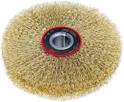 Cepillo circular alambre ondulado, diam. 75, 6 hileras, eje 10, acero latonado 0,3mm