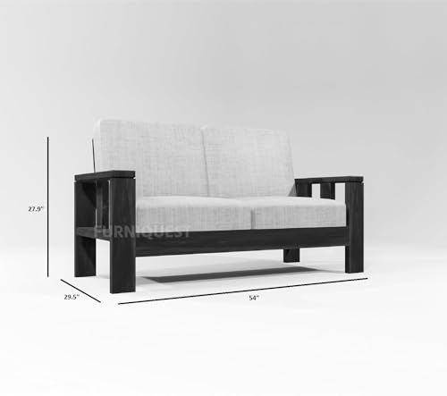 Image of Solid Sheesham Wood 7 Seater Sofa Set for Living Room | Wooden Sofa Set for Living Room Furniture 3+2+2 | Solid Wood Sofa Set | Walnut Finish