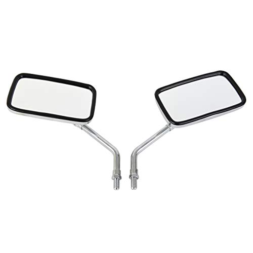 Image of 10 mm Bolt Chrome Motorcycle Universal Handlebar Rear view Side Mirrors Compatible with Harley Kawasaki Suzuki Aprilia Street Bike Cruiser Scooter Mirror SIZE: 125mm X 70mm (Chrome Silver)