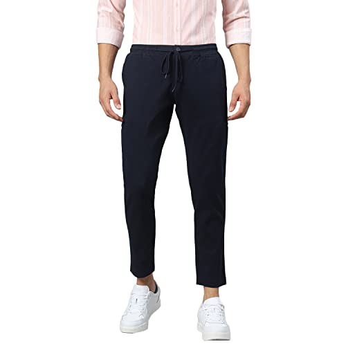 Image of Hubberholme Men's Tapered Fit Cotton Trousers, Ankle Length Elastic & Drawstring Waist Chinos