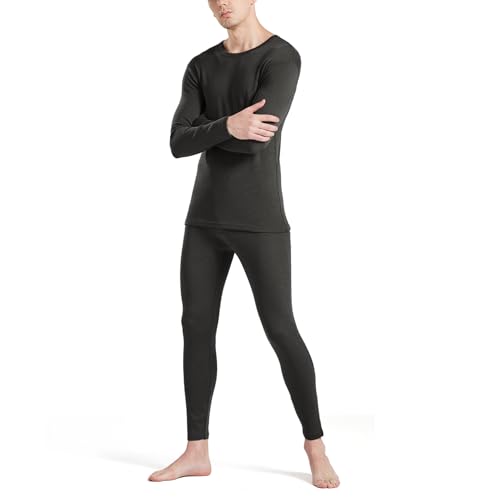 SHEEP RUN 100% Merino Wool Men's Thermal Underwear Long Sleeve Baselayer Set