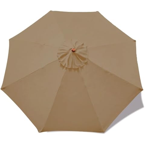MASTERCANOPY Patio Umbrella 9 ft Replacement Canopy for 8 Ribs-Khaki Cover