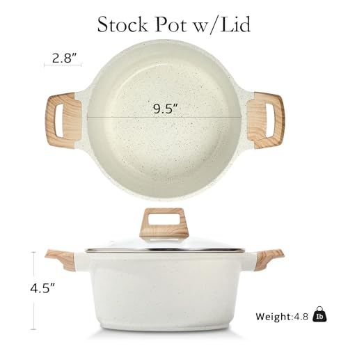 image for ESLITE LIFE Nonstick Stock Pot with Lid, 5 Quart Granite Casserole Lar