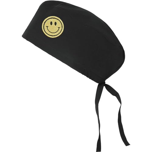 ABAMERICA Working Caps with Button and Sweatband, Adjustable Working Hats for Women Men, One Size(Tie Back or Toggle) A-90 2pack Black+ Black