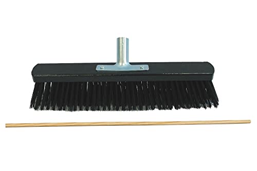 Balai de rue d'extérieur 40 cm avec support de manche et manche inclus (noir, 5)