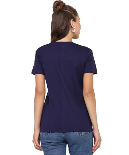 Image of Round Neck T-Shirt Top for Women | Combed Bio-Washed Ring Spun Cotton | Plain | Short Sleeves