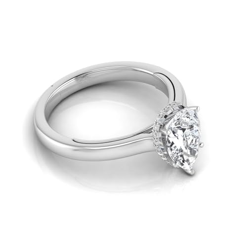 IGI Certified 2.15 Carat Pear Lab Grown Diamond (E,VS1) 14K Gold Hidden Halo Solitaire Engagement Wedding Ring For Women4