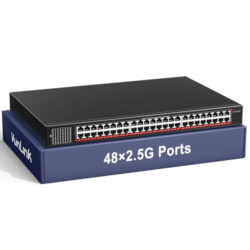 Image of 48-Port 2.5G Unmanaged Ethernet Switch, VunLink 48x2.5Gbps RJ45 Multi-Gig Network Switch, 240Gbps Switching Capacity, Plug & Play, Rackmount Switch for Enterprise, NAS, Surveillance, Office Network