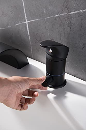 Waterfall Roman Tub Faucet Matte Black Three Holes Single Handle With Tub Filler With Hand Shower High Flow #TOP6