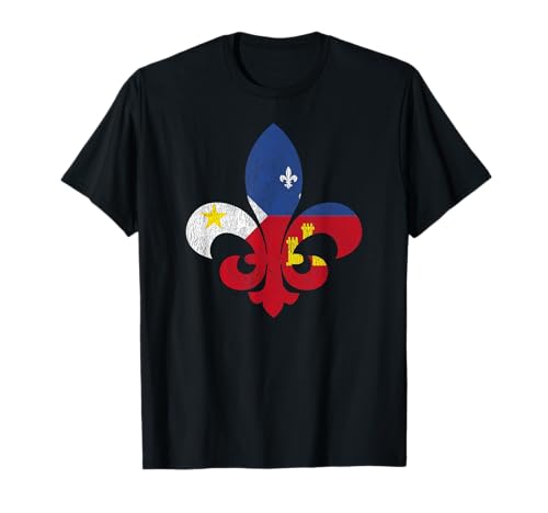 Louisiana Cajun Fleur Proud Acadiana French Flag T-Shirt